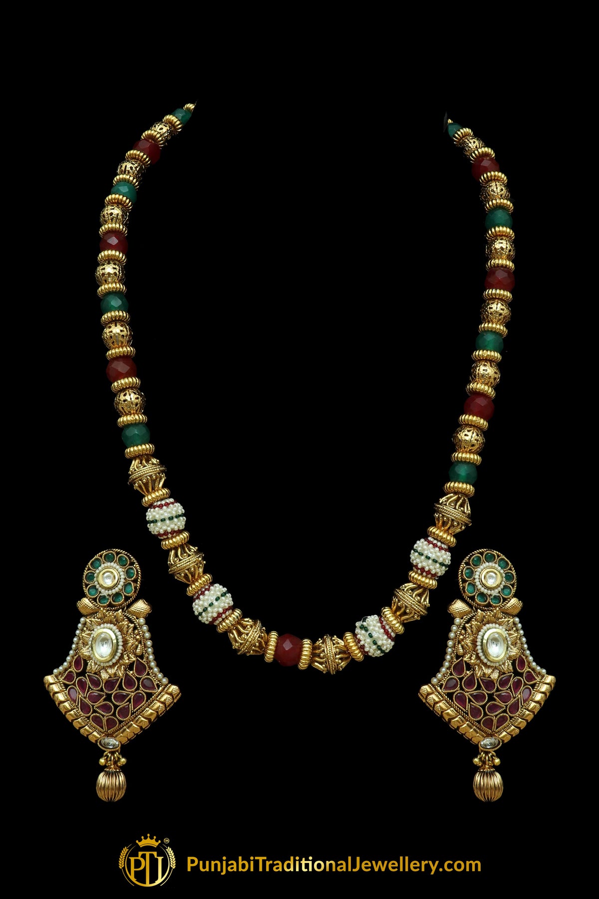 Gold Plated Jodha Mala Necklace Set By Punjabi Traditional Jewellery