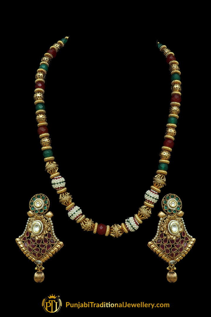 Gold Plated Jodha Mala Necklace Set By Punjabi Traditional Jewellery