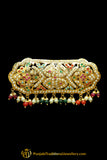 Gold Finished Navratan Pearl Jadau Clip Hair Accessories By Punjabi Traditional Jewellery