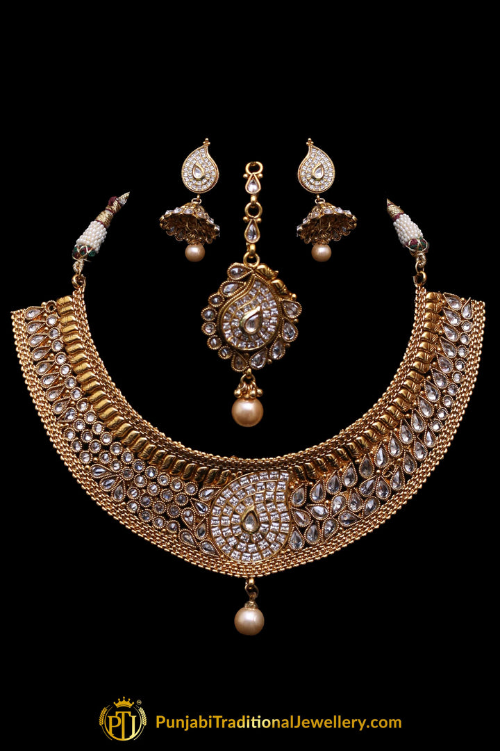 Polki Choker Necklace Set By Punjabi Traditional Jewellery