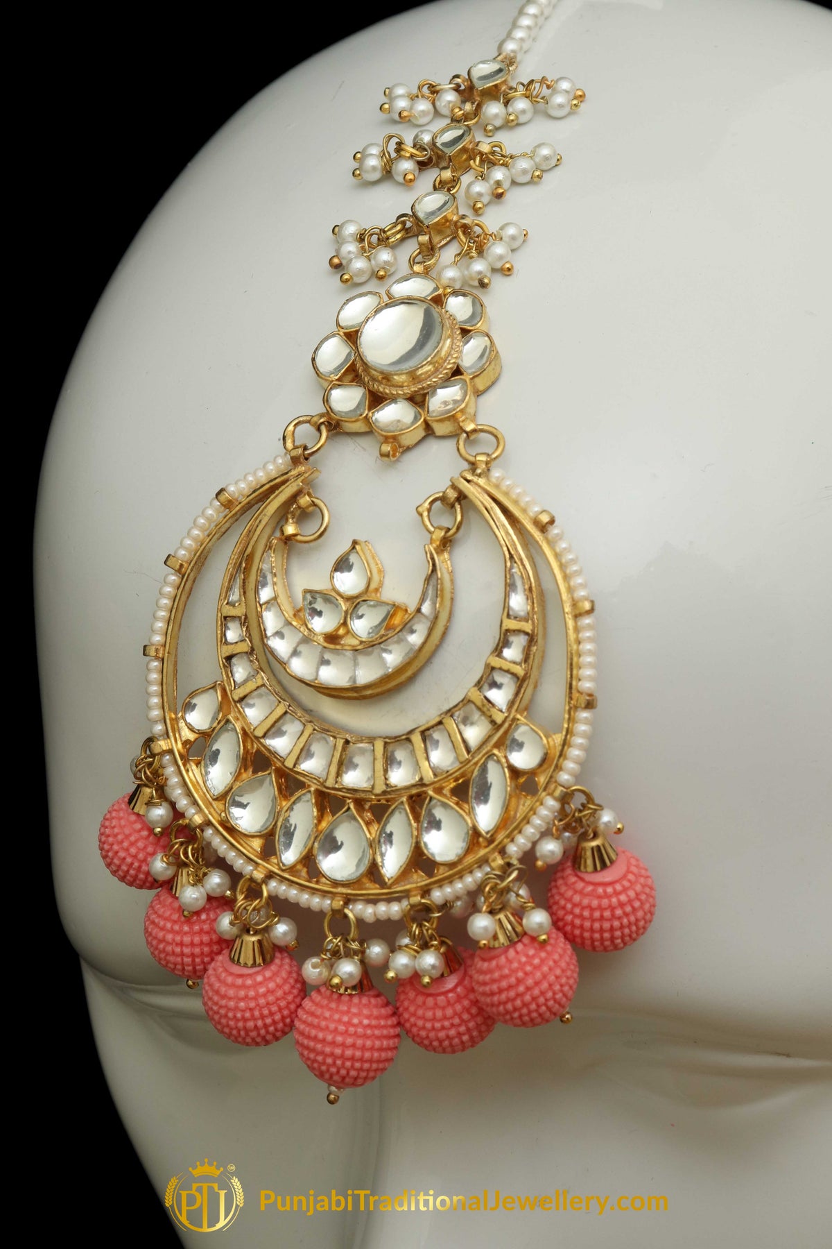 Pink Kundan Earring Tikka Set | Punjabi Traditional Jewellery Exclusive