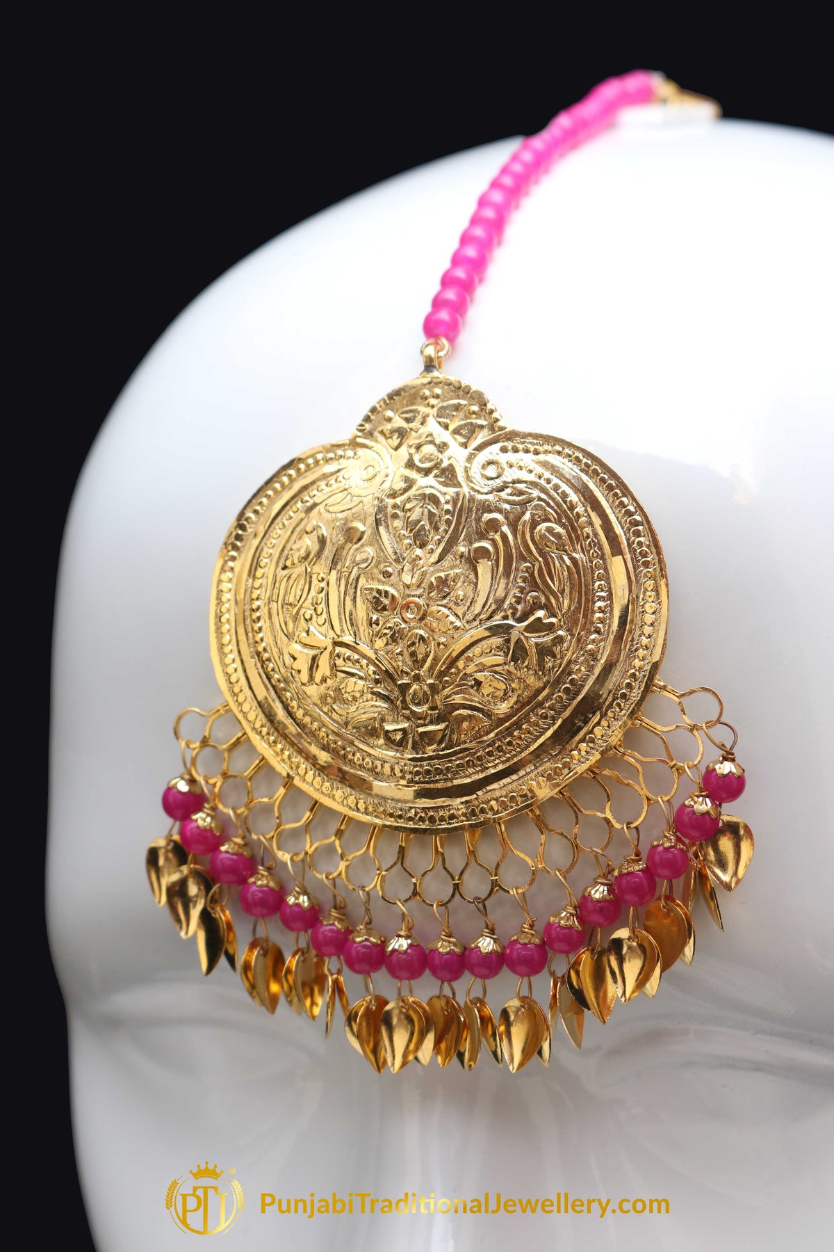 Pink Earring Tikka Set By Punjabi Traditional Jewellery