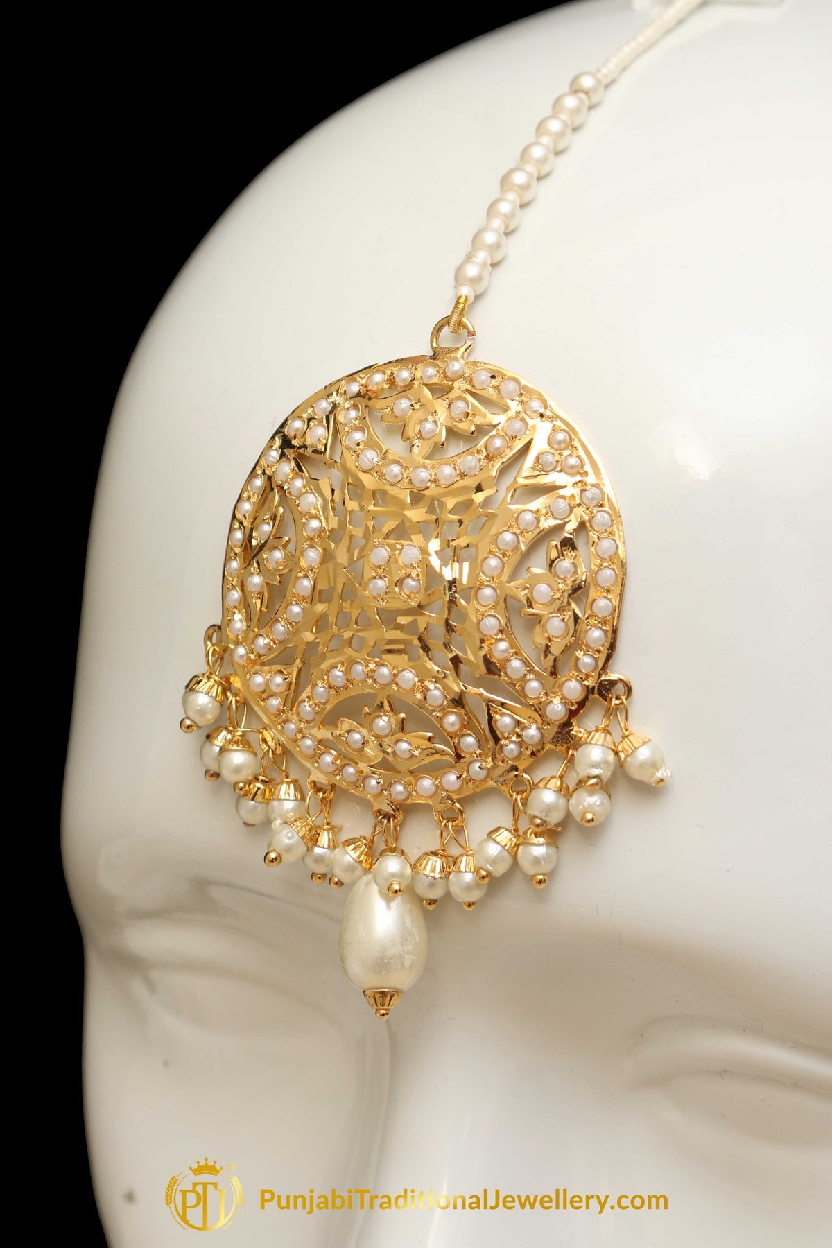 Golden Jadau Tikka By Punjabi Traditional Jewellery