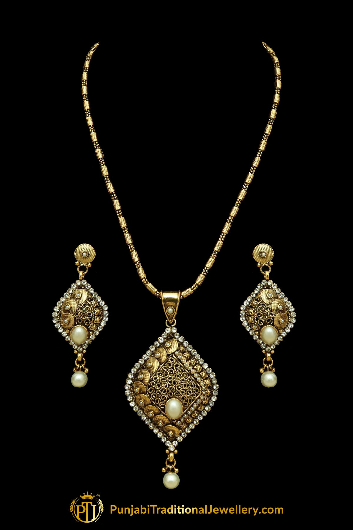 Gold Plated Jodha Mala Necklace Set By Punjabi Traditional Jewellery