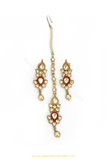 Gold Finished Kundan Earring Tikka Set By PTJ