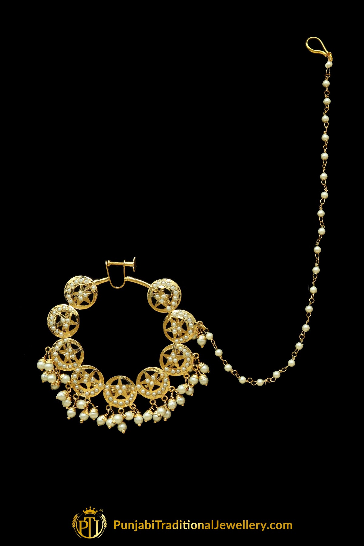 Jadau Pearl Nath By Punjabi Traditional Jewellery