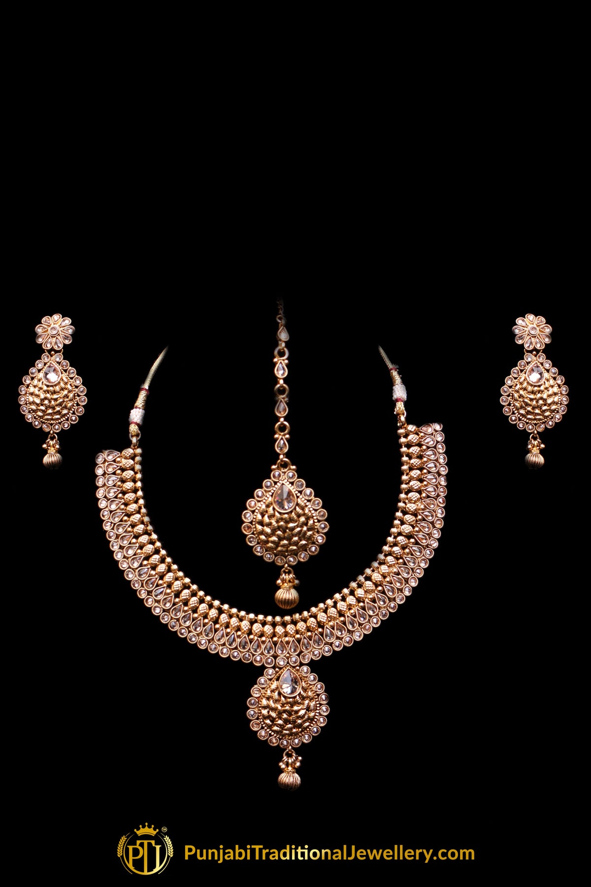 Champagne Stone Necklace Set By Punjabi Traditional Jewellery