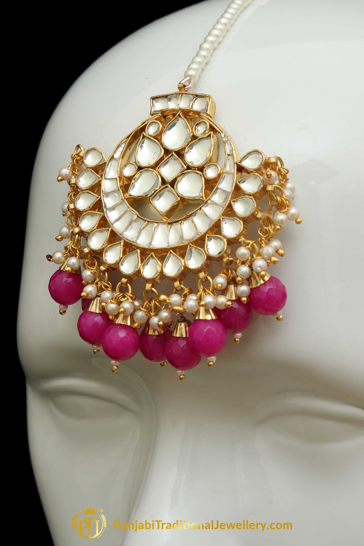 Pink Kundan Earring Tikka Set | Punjabi Traditional Jewellery Exclusive