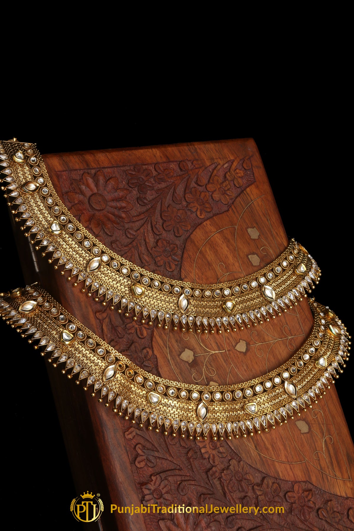 Gold Plated Polki Payal By Punjabi Traditional Jewellery