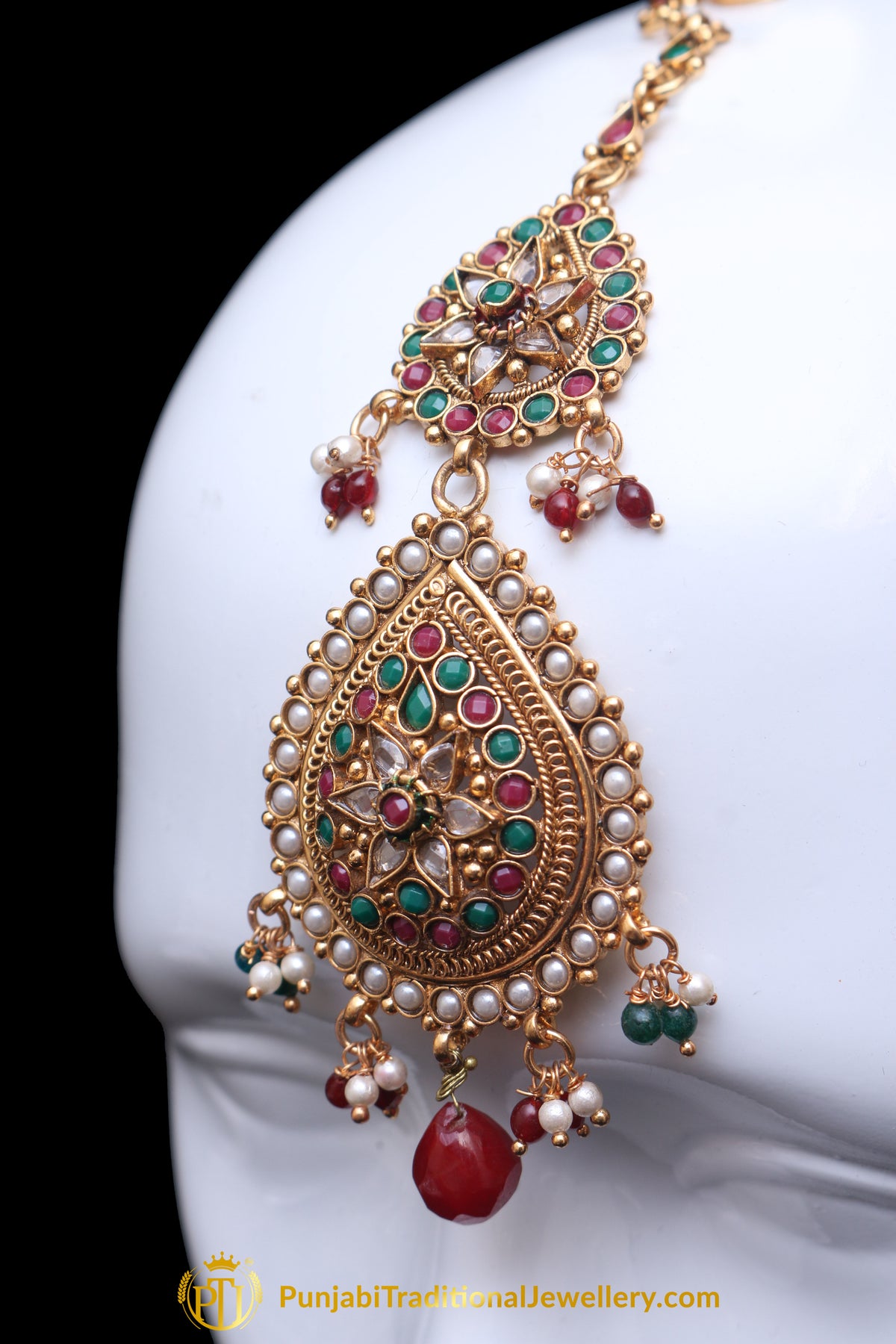 Multi Polki Earring Tikka Set By Punjabi Traditional Jewellery