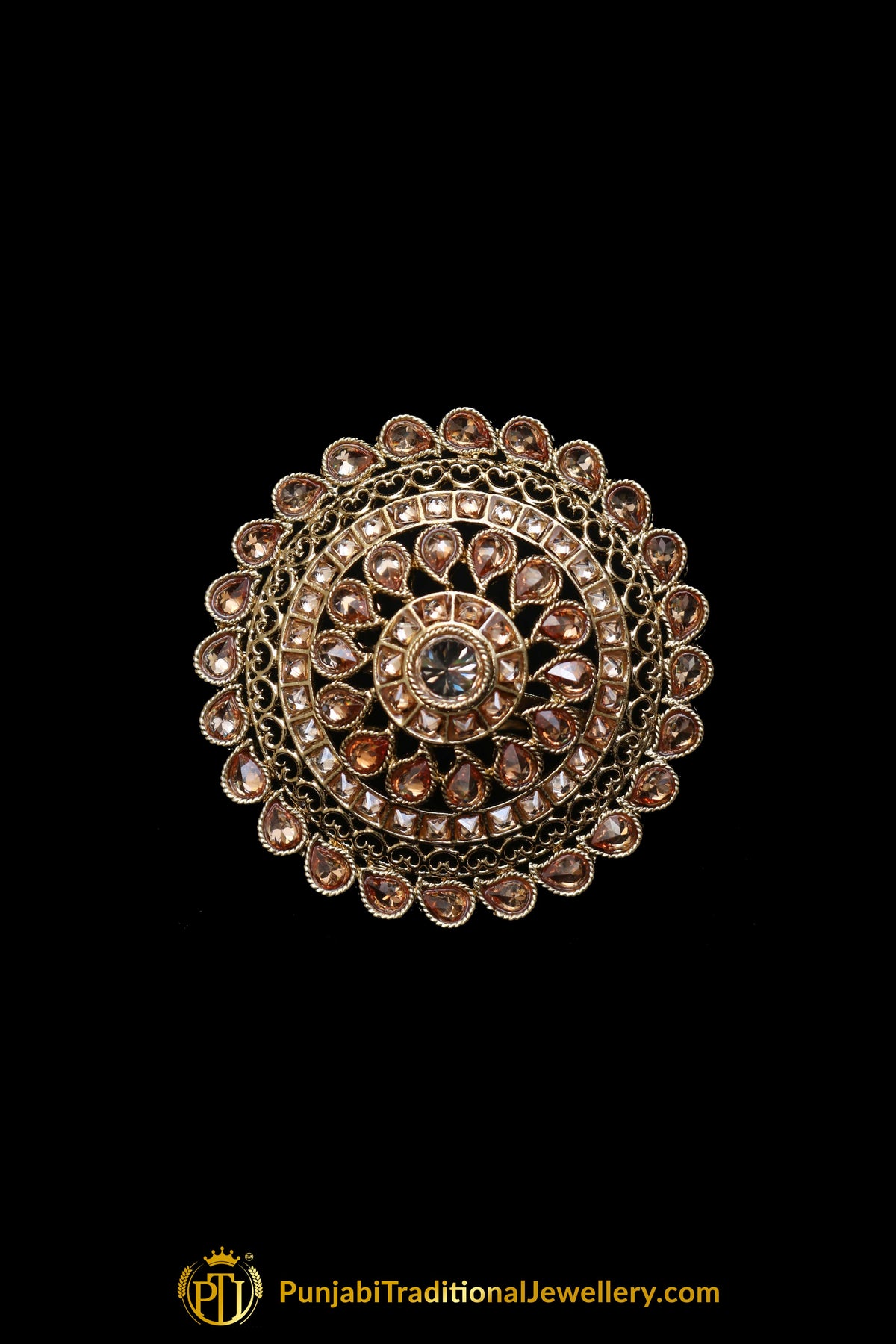 Gold Plated Champagne Ring By Punjabi Traditional Jewellery