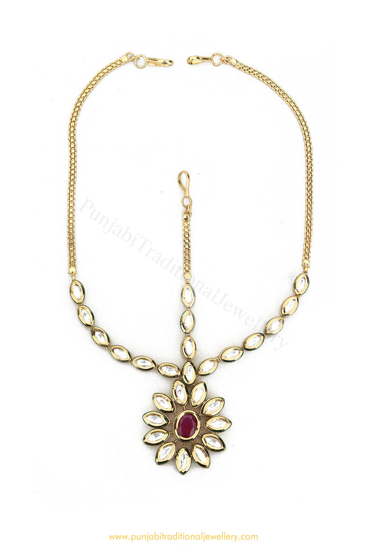 Gold Finished Kundan Rubby Matha Patti By PTJ Exclusive