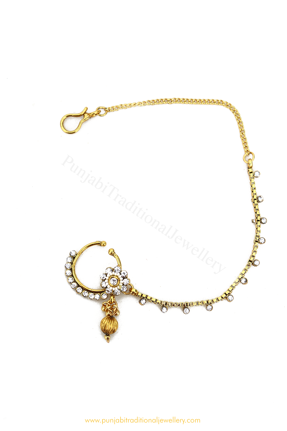 Antique Gold Finished Stone Nath By PTJ