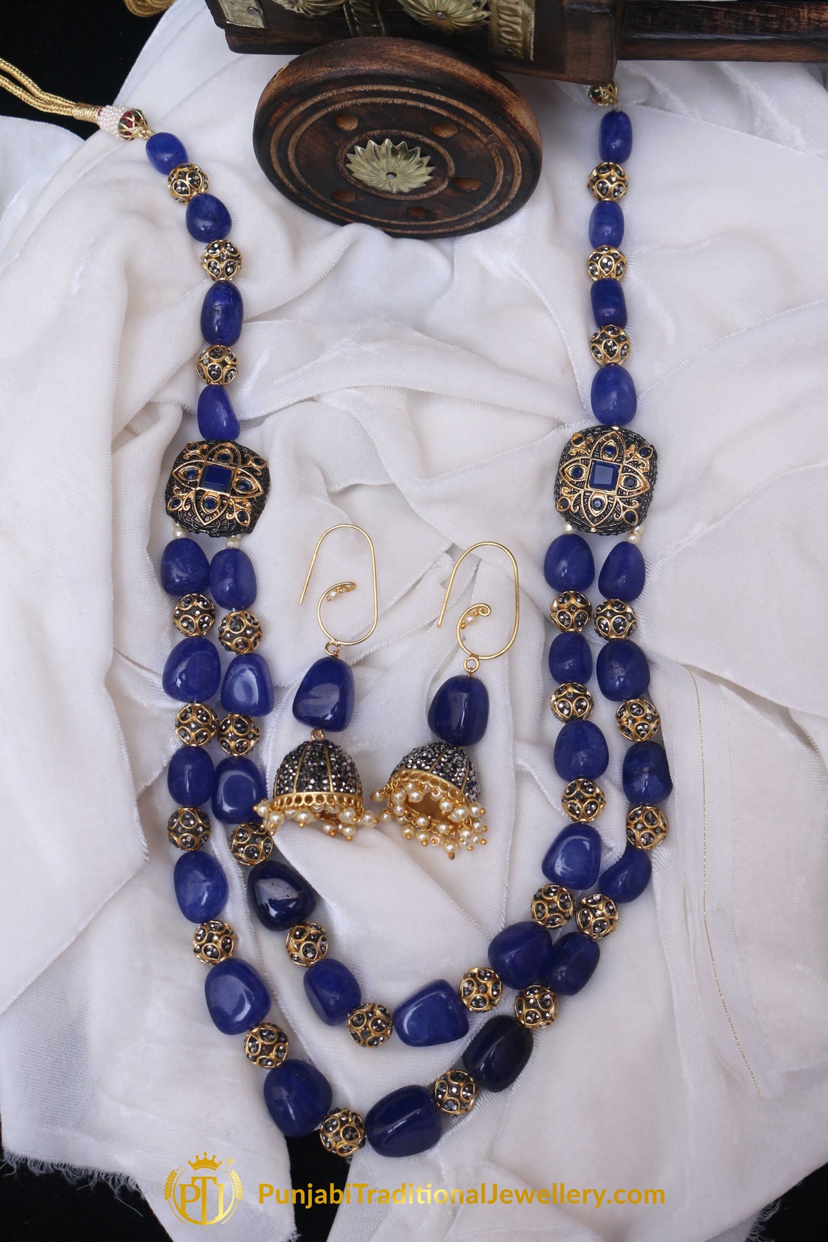Blue Mala Necklace Set By Punjabi Traditional Jewellery