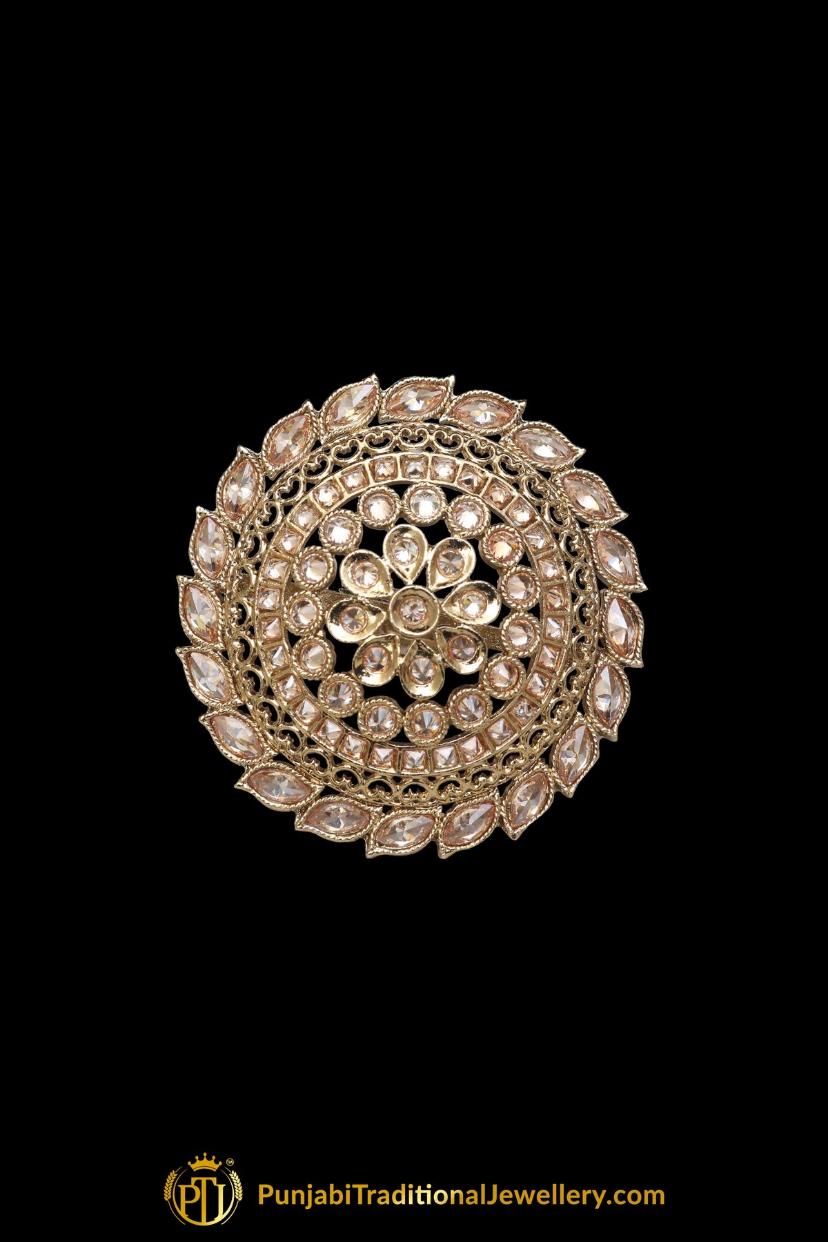 Gold Plated Champagne Ring By Punjabi Traditional Jewellery