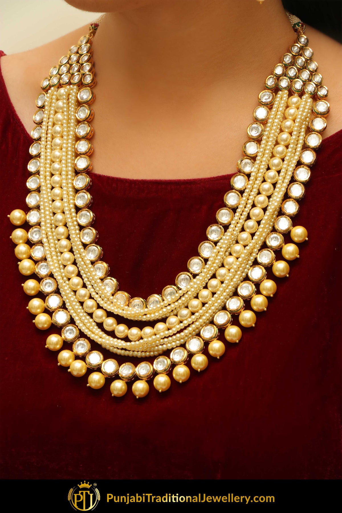 Hadeeqah Kundan Pearl Necklace Set | Punjabi Traditional Jewellery Exclusive