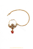 Antique Gold Finished Red Polki Nath By PTJ