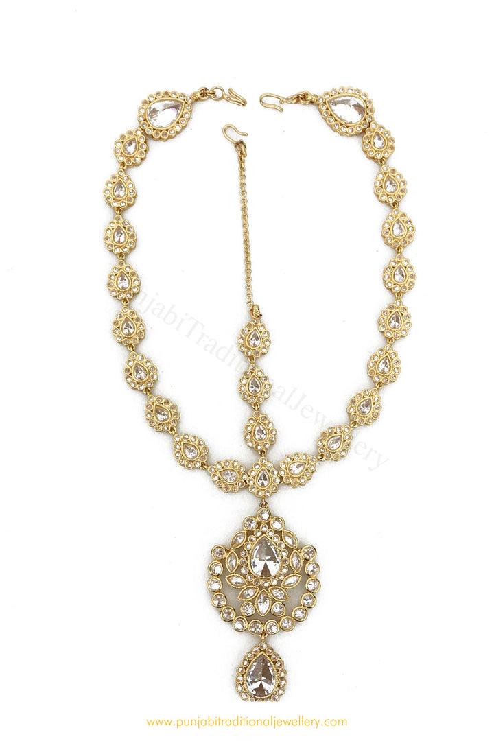 Antique Gold Finished Champagne Stone Matha Patti By PTJ Exclusive