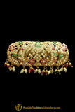Gold Finished Navratan Pearl Jadau Clip Hair Accessories By Punjabi Traditional Jewellery