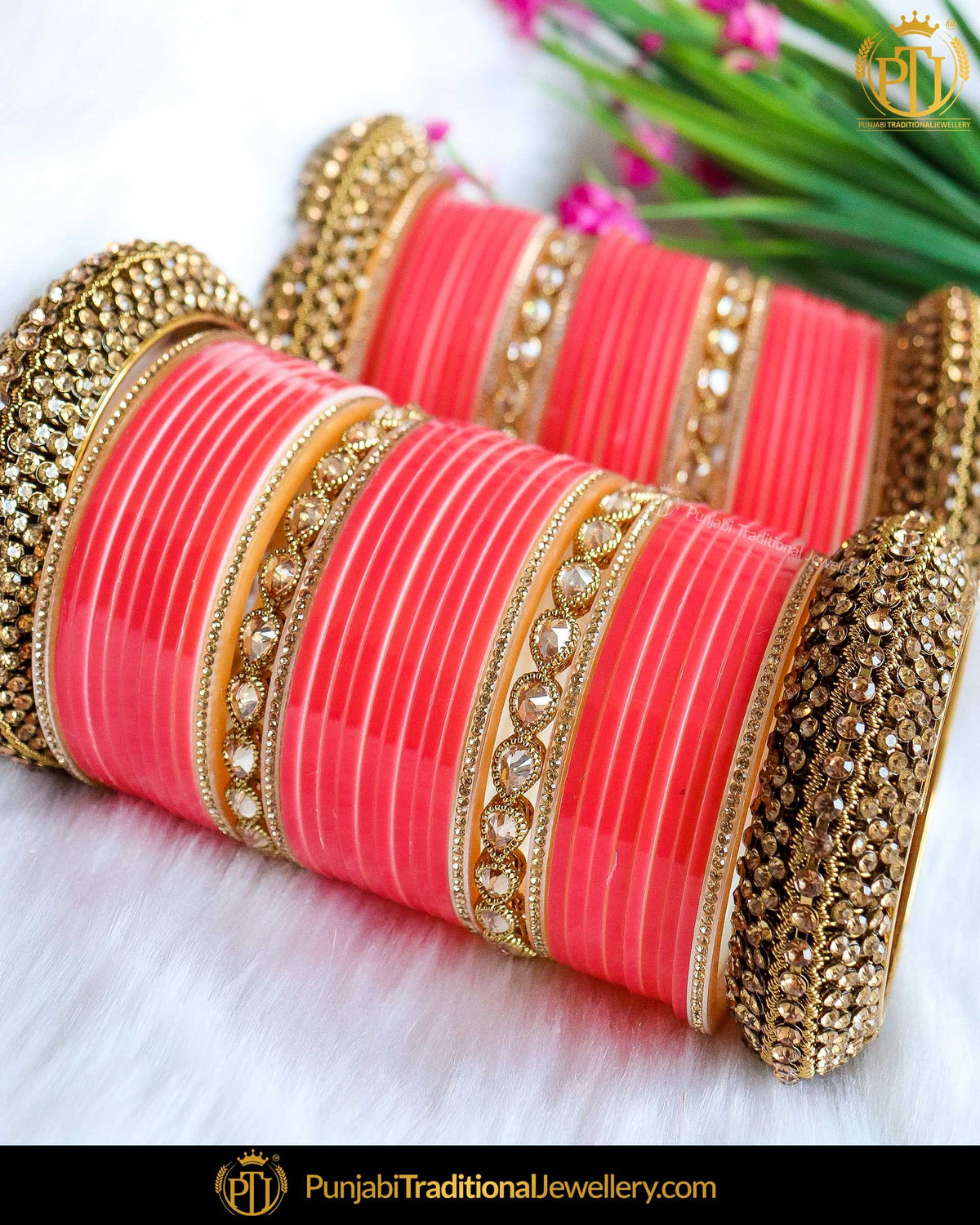Champagne Stone Gajri Bridal Chura | Punjabi Traditional Jewellery Exclusive