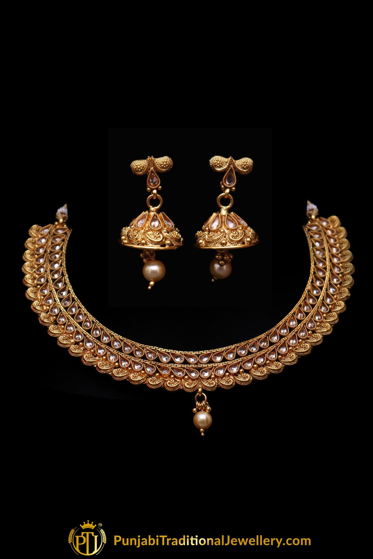 Muntazir Polki  Necklace Set By Punjabi Traditional Jewellery