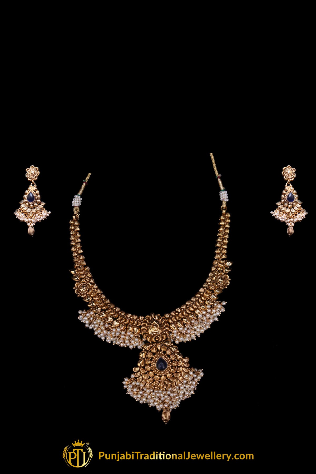 Antique Gold Necklace Set By Punjabi Traditional Jewellery