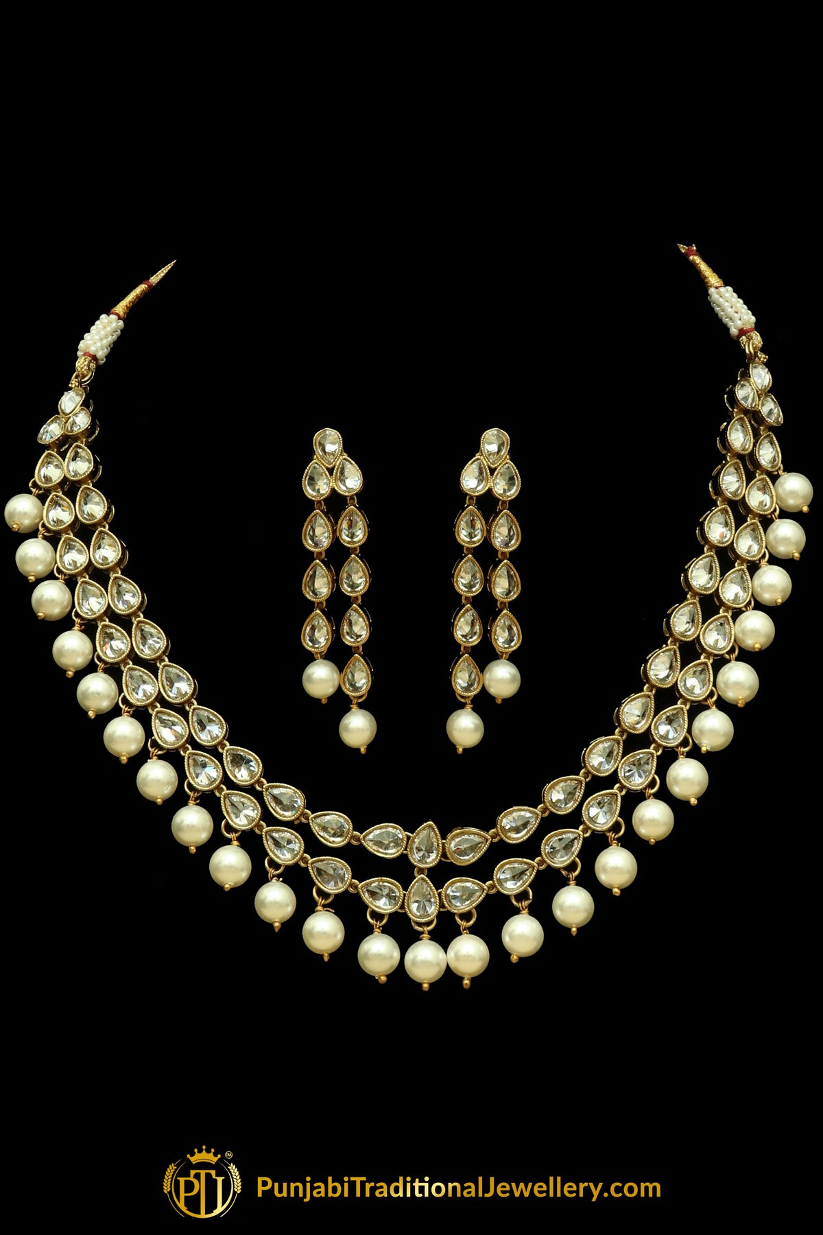 Polki Pearl Necklace Set By Punjabi Traditional Jewellery