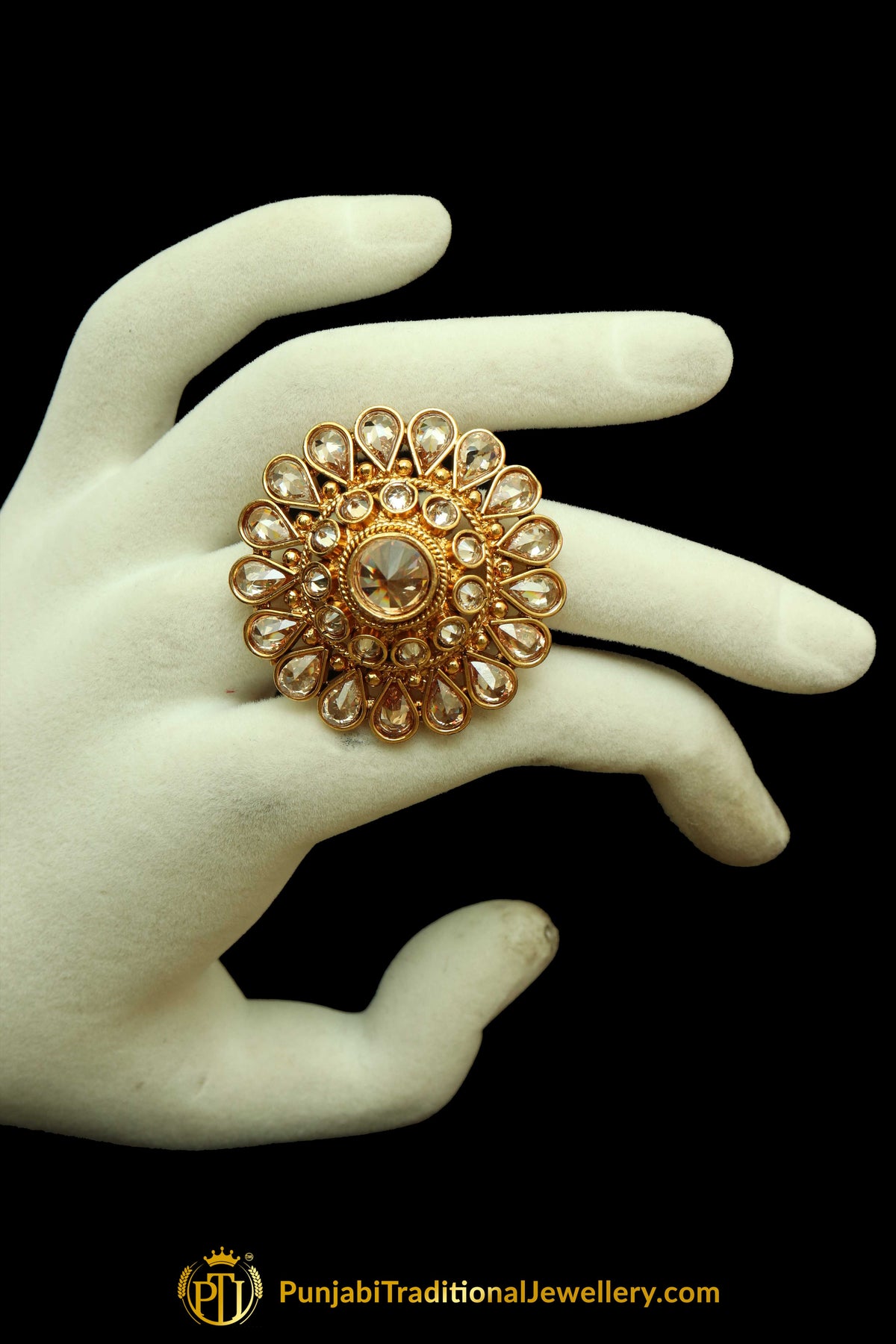 Champagne Stone Ring By Punjabi Traditional Jewellery