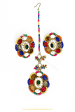 Gold Finished Navratan Kundan Studs & Tikka Set By PTJ