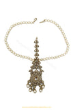 Antique Gold Finished Pearl Champagne Stone Matha Patti By PTJ Exclusive
