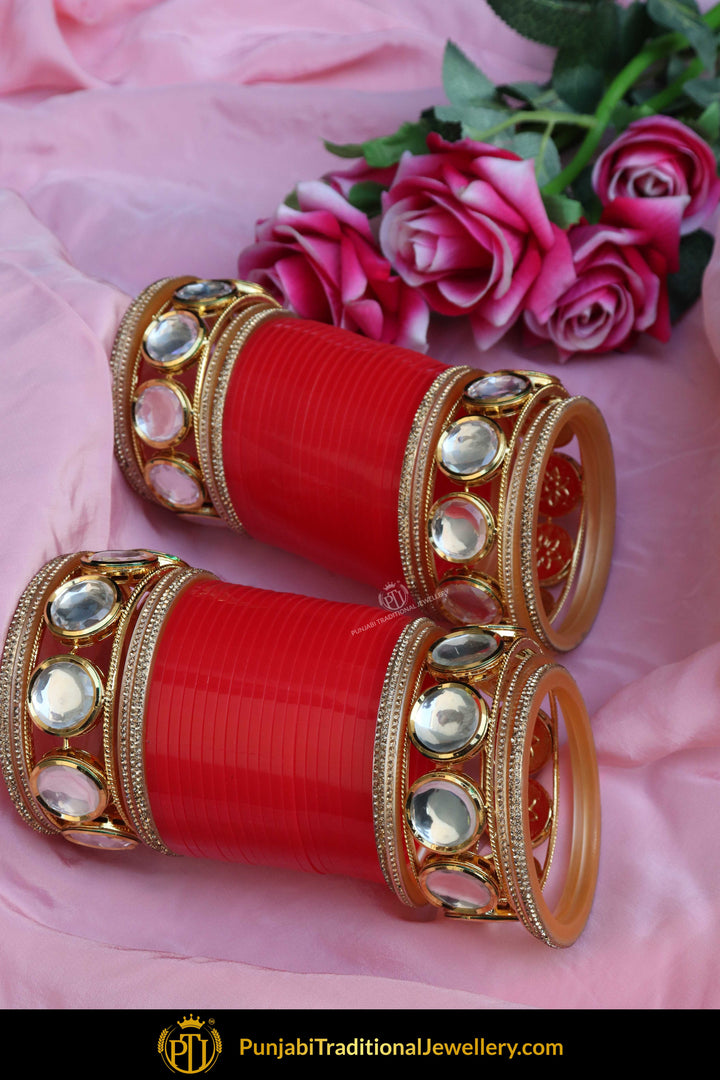 Oversized Kundan Red Bridal Chura | Punjabi Traditional Jewellery Exclusive