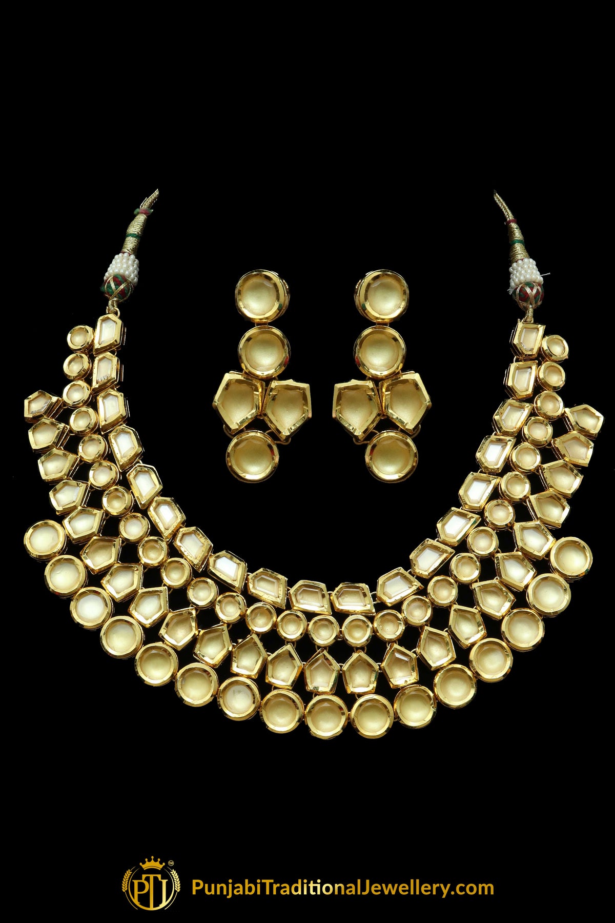 Gold Kundan Necklace Set By Punjabi Traditional Jewellery