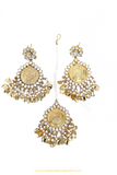 Gold Finished Pippal Patti kundan Earrings Tika By PTJ