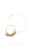 Gold Finished Pearl Kundan Nath By PTJ