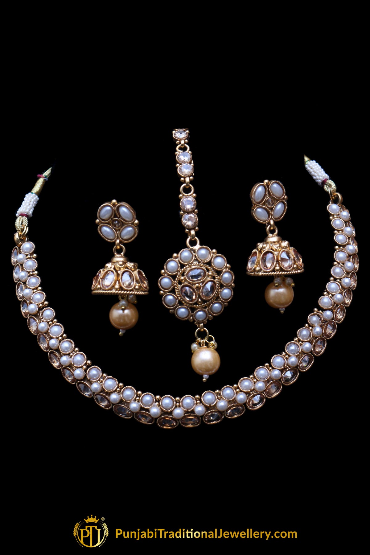 White Necklace Set By Punjabi Traditional Jewellery
