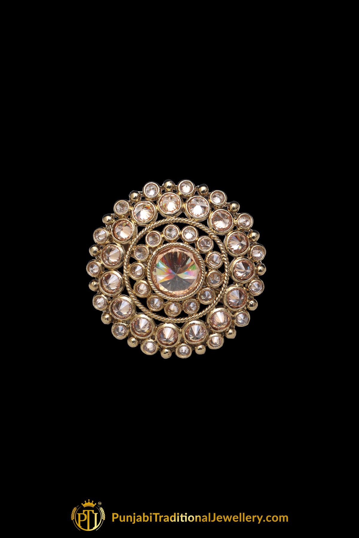 Polki Champagne Ring By Punjabi Traditional Jewellery