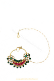 Gold Finished Rubby Emerald  Kundan Nath By PTJ