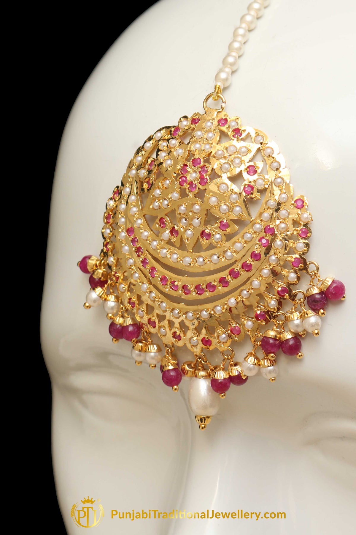 Pink Jadau Tikka By Punjabi Traditional Jewellery