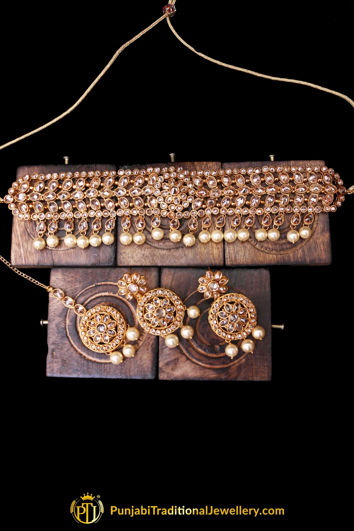 Champagne Stone Necklace Set By Punjabi Traditional Jewellery
