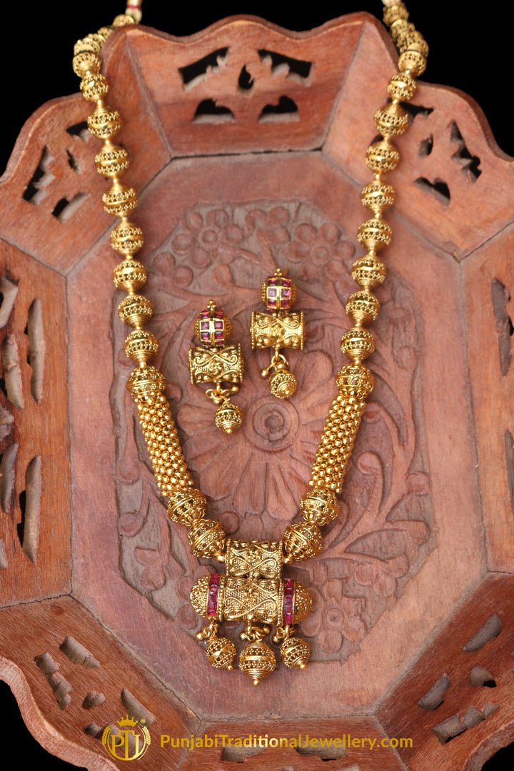 Red Jodha Necklace Set By Punjabi Traditional Jewellery
