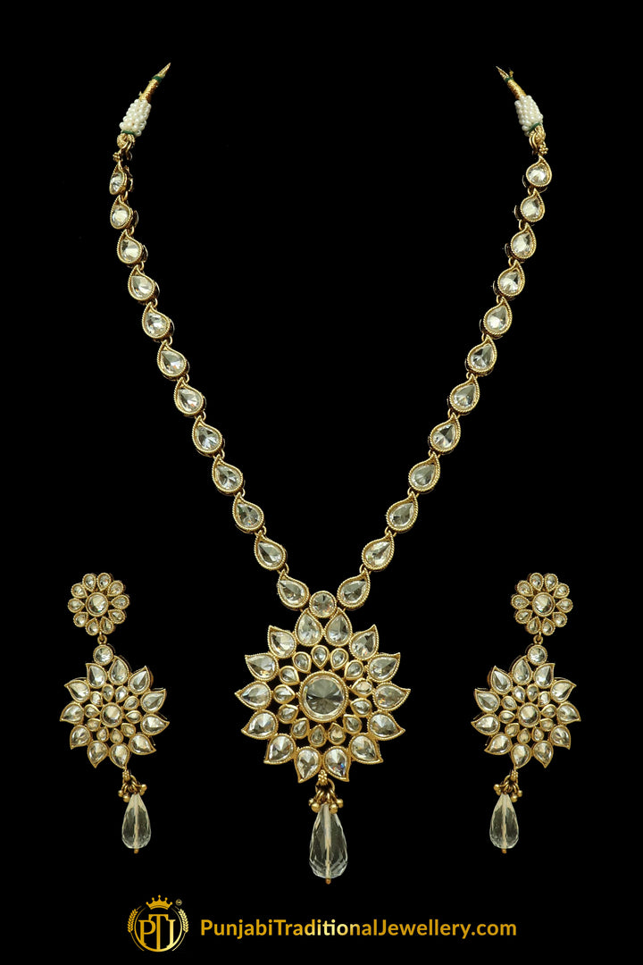 Silver Polki Necklace Set By Punjabi Traditional Jewellery