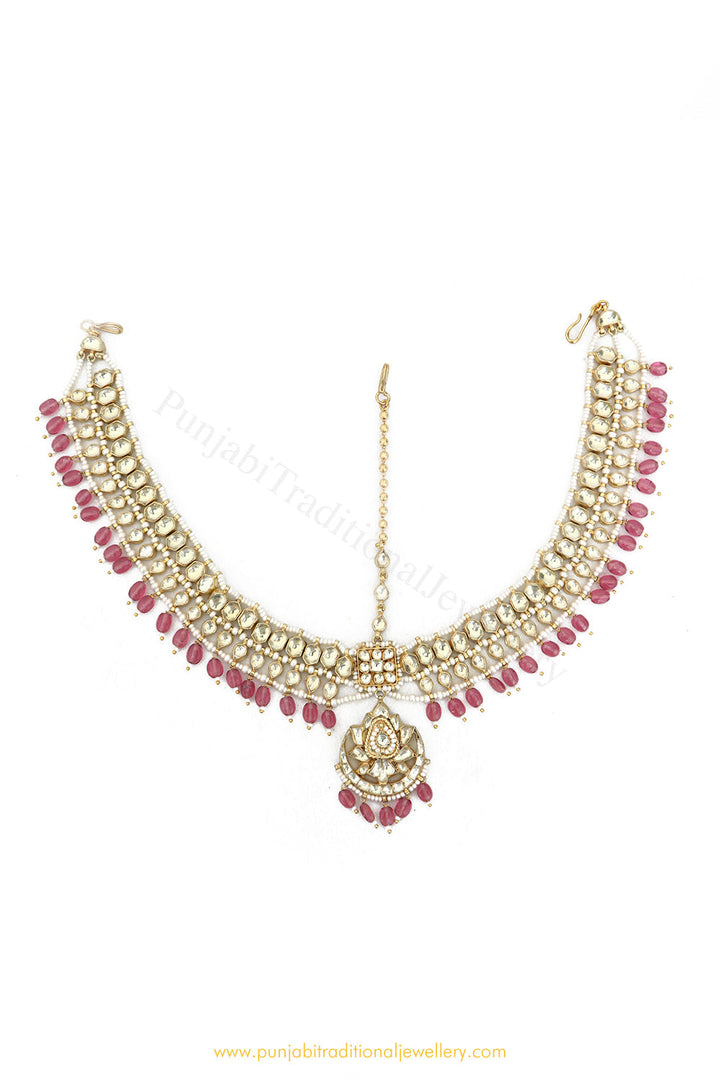 Gold Finished Rubby Kundan Matha Patti By PTJ Exclusive