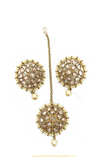 Antique Gold Finished Champagne Stone Studs  & Tikka Set By PTJ