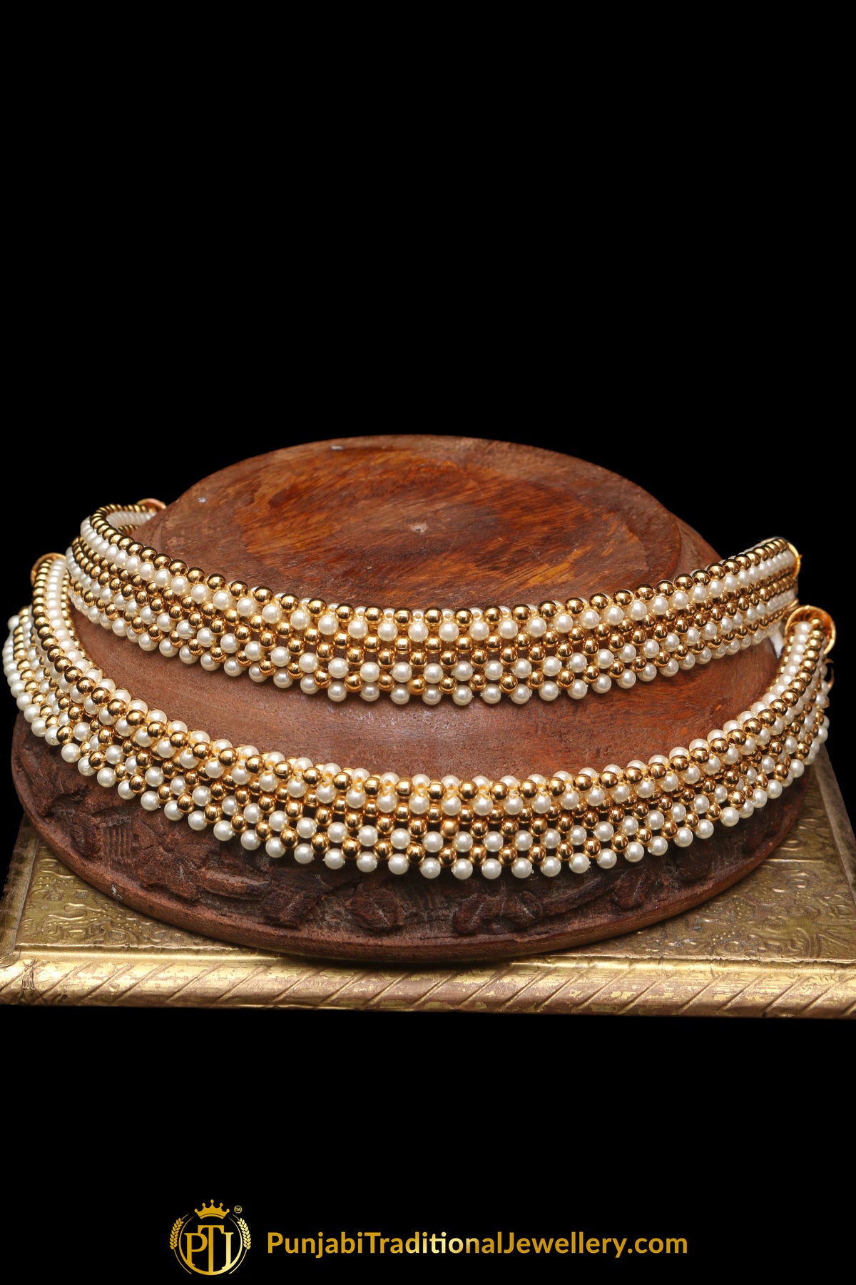 Antique Gold With Pearl Payal By Punjabi Traditional Jewellery