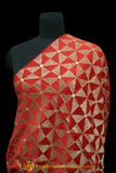 Pure Phulkari Dupatta With Golden & Red Color By Punjabi Traditional Jewellery