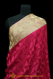 Pure Phulkari Dupatta With Golden & Pink Color By Punjabi Traditional Jewellery