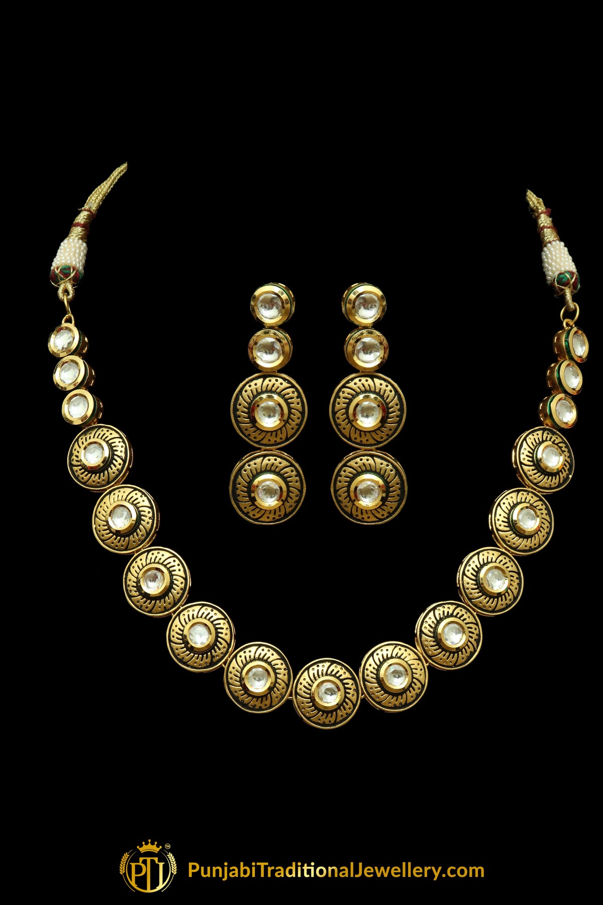 Kundan Mala Necklace Set By Punjabi Traditional Jewellery