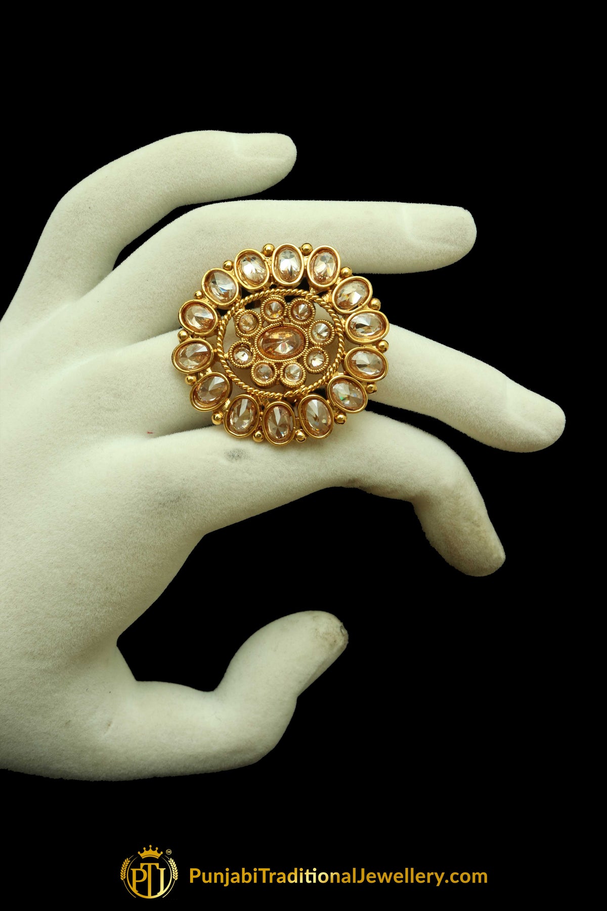 Champagne Stone Ring By Punjabi Traditional Jewellery