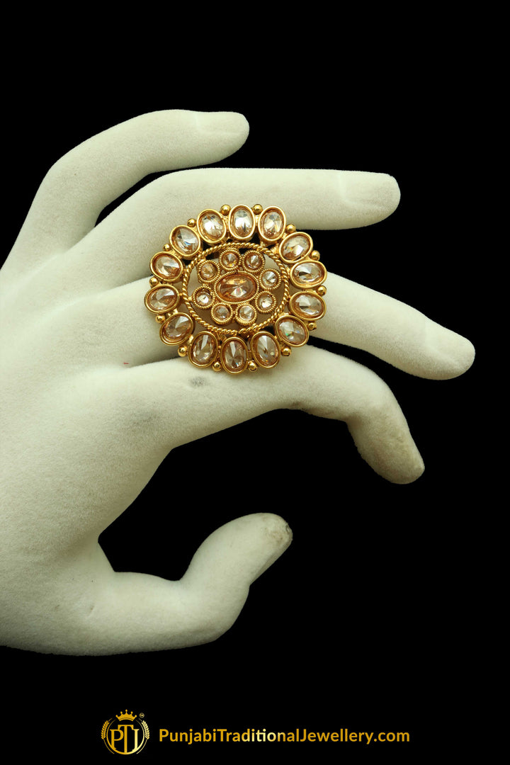 Champagne Stone Ring By Punjabi Traditional Jewellery