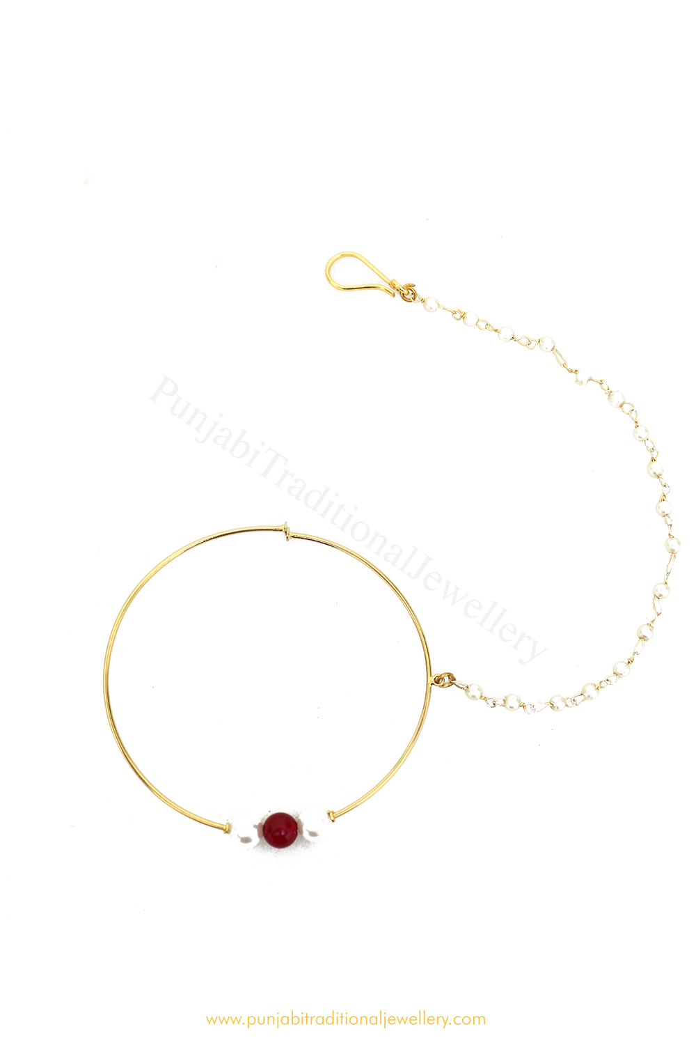 Gold Plated Plain Rubby Nath By PTJ